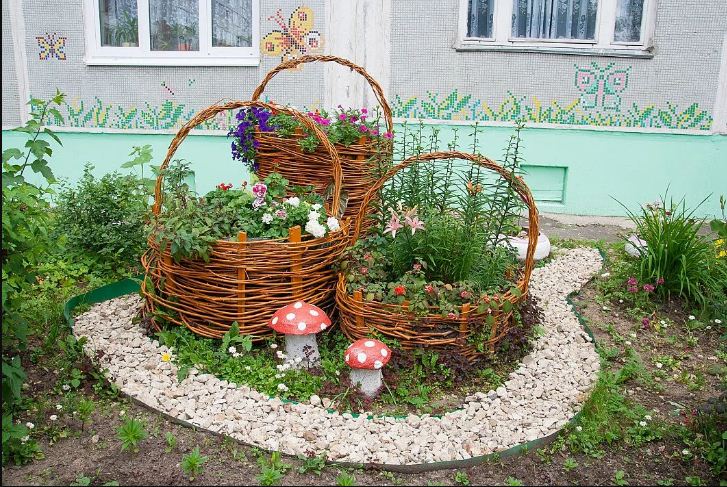 дизайн клумбы перед домом